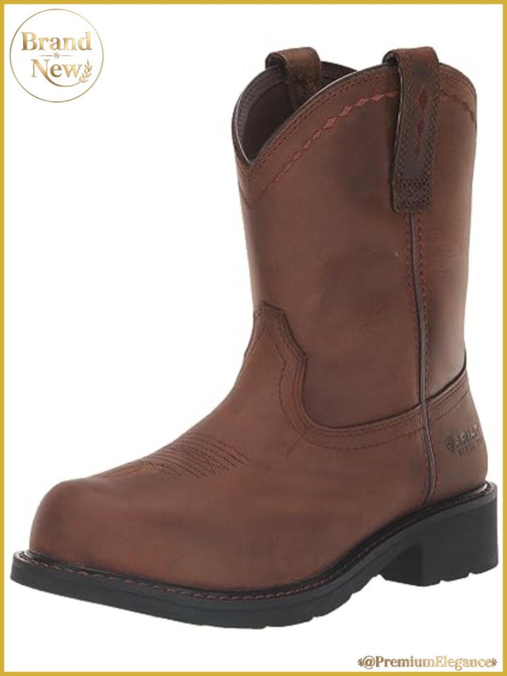 Women's Steel Toe Pull-On Work Boots Leather Comfortable